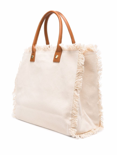 Melissa Odabash Ferrat Frayed Tote Bag In Nude