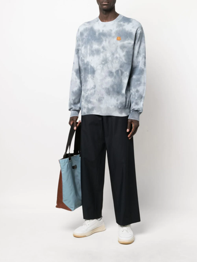 Shop Kenzo Tiger-patch Tie-dye Sweatshirt In Blau