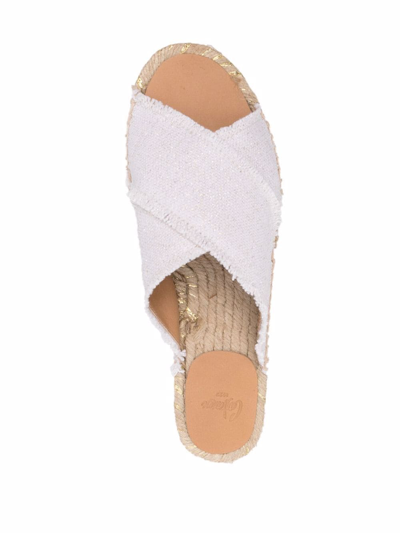 Castaã±er Piula Crossover-strap Sandals In Weiss