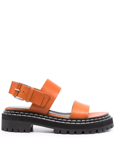Shop Proenza Schouler Lug-sole Leather Sandals In Orange