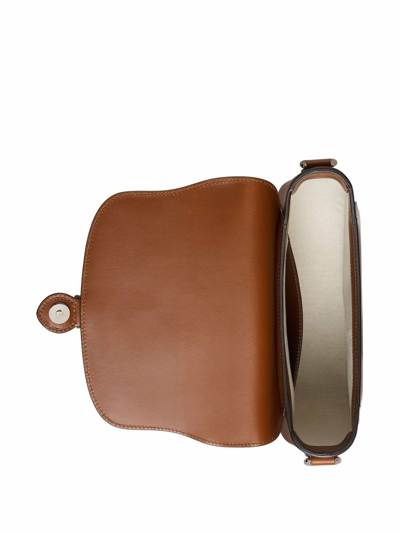 Shop Gucci Logo-print Leather Shoulder Bag In Braun