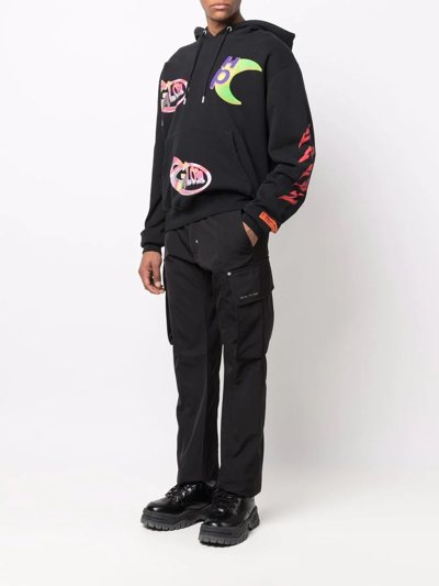 Shop Heron Preston Global Print Hoodie In Schwarz