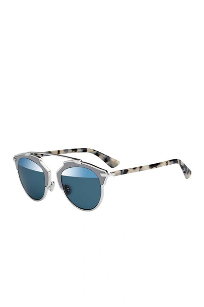 Shop Dior 48mm So Real Brow Bar Sunglasses In Palladium/ Grey Havana