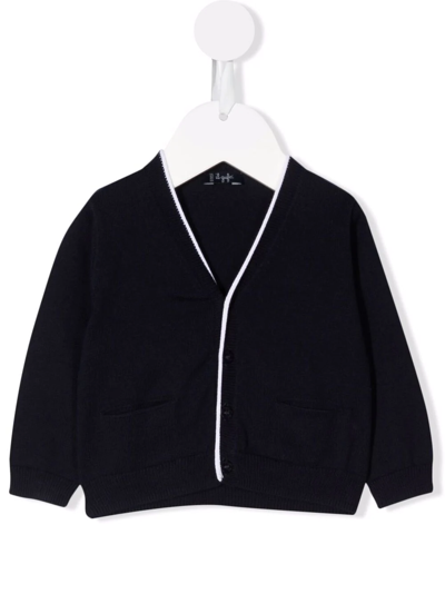 Il Gufo Piped-trim V-neck Cardigan In Blue