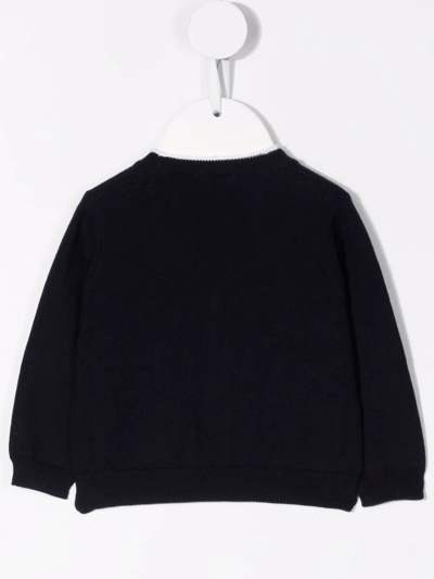 Il Gufo Piped-trim V-neck Cardigan In Blue
