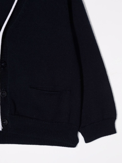 Il Gufo Piped-trim V-neck Cardigan In Blue