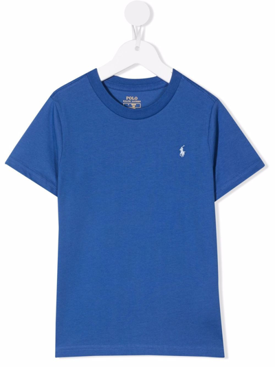 Shop Ralph Lauren Embroidered-logo T-shirt In Blue