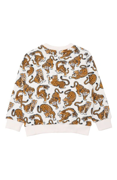 Shop Kenzo Kids' Tiger Embroidered Logo Cotton Sweatshirt In Off White