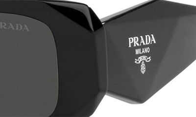 Shop Prada 51mm Rectangular Sunglasses In Black/ Dark Grey