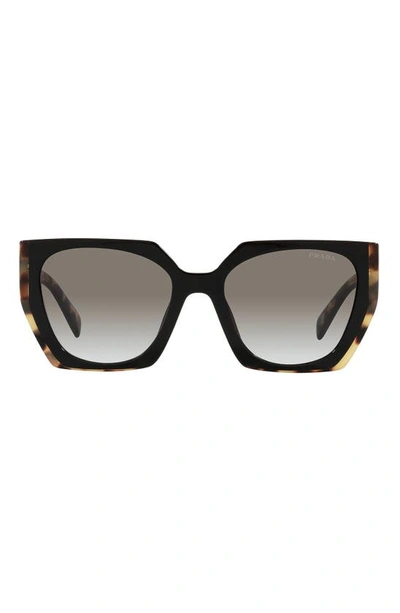 Shop Prada 55mm Gradient Rectangular Sunglasses In Black/ Tortoise/ Grey Gr