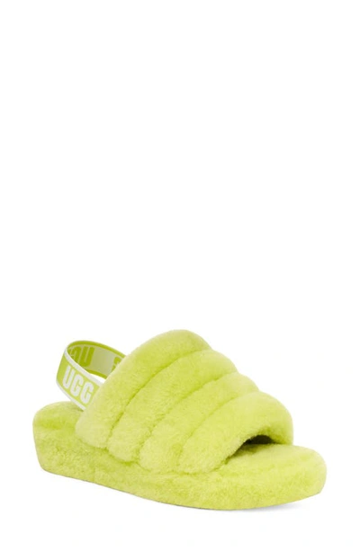 Shop Ugg Fluff Yeah Faux Fur Slingback Sandal In Key Lime