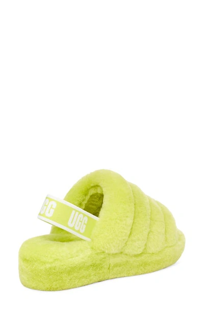 Shop Ugg Fluff Yeah Faux Fur Slingback Sandal In Key Lime