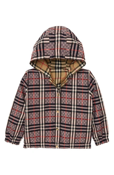 Shop Burberry Kids' Mackenzie Reversible Hooded Jacket In Pale Rose Ip Check