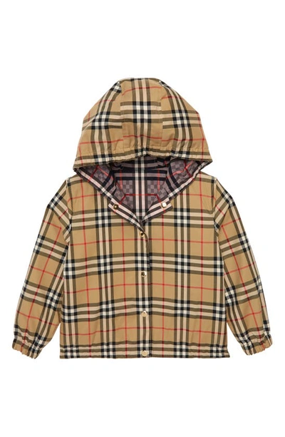 Shop Burberry Kids' Mackenzie Reversible Hooded Jacket In Pale Rose Ip Check
