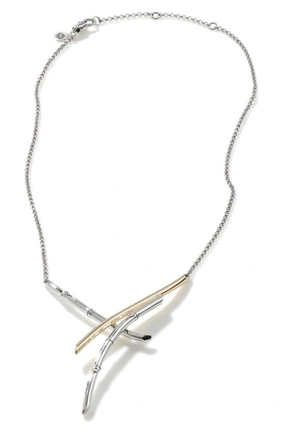 Shop John Hardy Bamboo 18k Gold & Sterling Necklace In Silver/ Gold