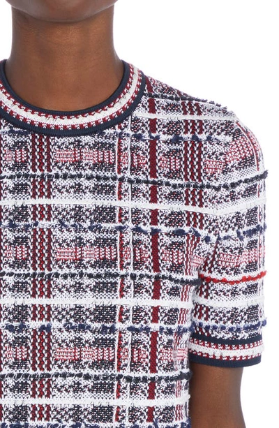 Shop Thom Browne Madras Plaid Short Sleeve Knit Top In Red White Blue