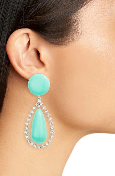 Shop Lele Sadoughi Crystal Teardrop Earrings In Pistachio