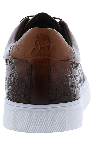 Robert Graham Men's Bait Skull-embossed Low-top Sneakers In Cognac