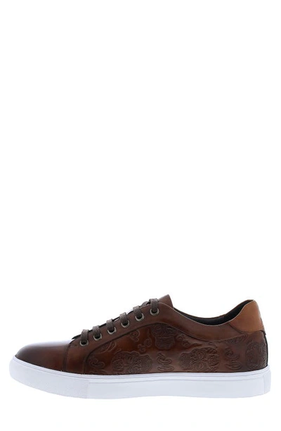 Robert Graham Men's Bait Skull-embossed Low-top Sneakers In Cognac