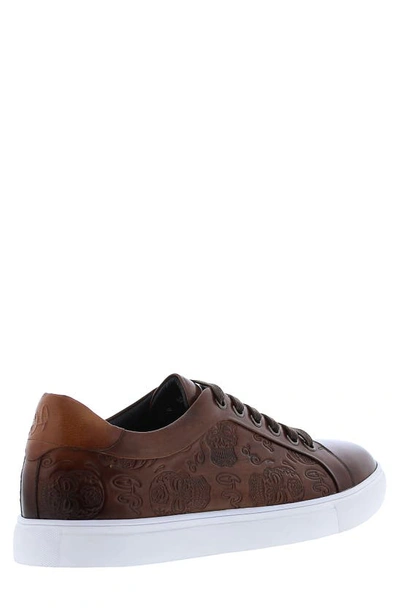 Robert Graham Men's Bait Skull-embossed Low-top Sneakers In Cognac