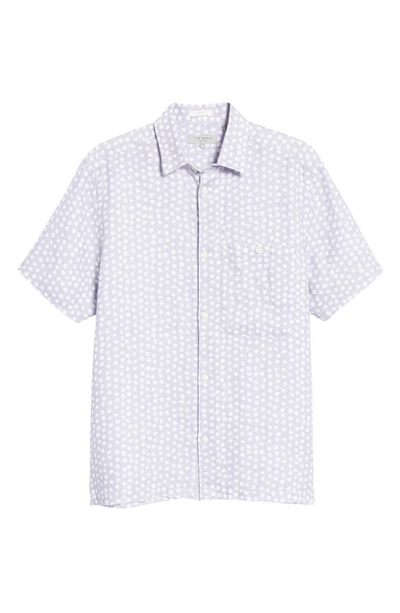 Shop Ted Baker Albert Short Sleeve Linen Button-up Shirt In Light Purple