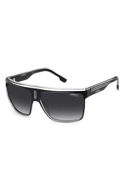 Shop Carrera Eyewear Flat Top Gradient Sunglasses In Black Whte / Grey Shaded