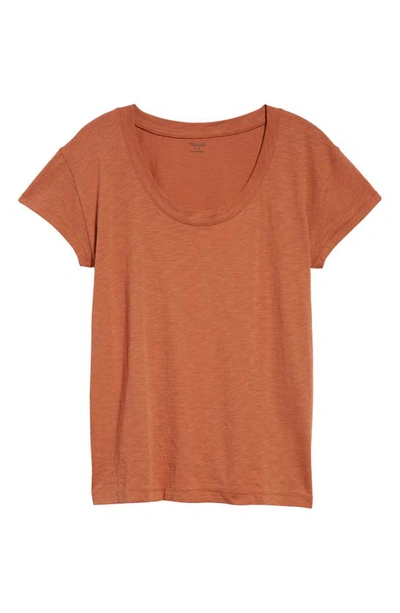 Shop Madewell Whisper Cotton Scoopneck Tee In Warm Umber
