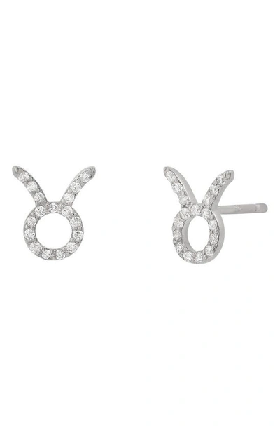 Shop Bychari Zodiac Diamond Stud Earrings In Metallic