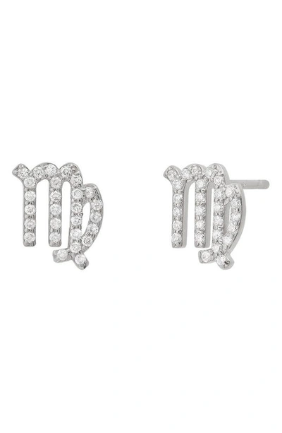 Shop Bychari Zodiac Diamond Stud Earrings In 14k White Gold - Virgo