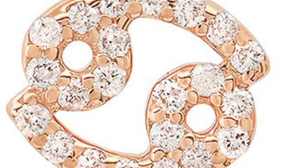 Shop Bychari Zodiac Diamond Stud Earrings In 14k Rose Gold - Cancer