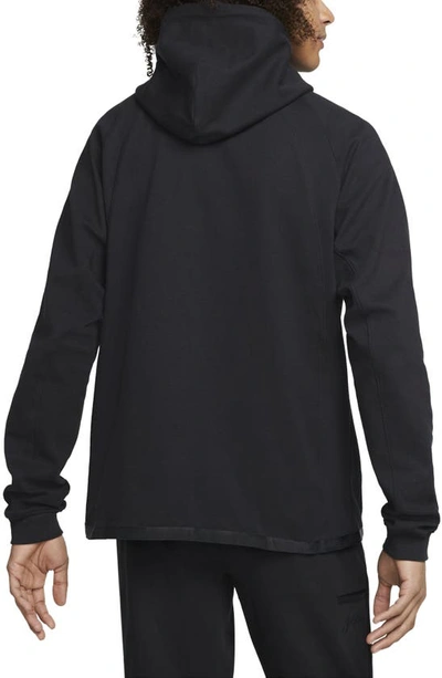 Shop Jordan Essentials Knit Hooded Warmup Jacket In Black/ Gym Red