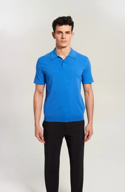 Shop Theory Goris Short Sleeve Polo In Puce Blue