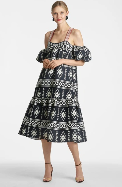 Shop Sachin & Babi Luna Cold Shoulder Dress In Aztec Borders Black