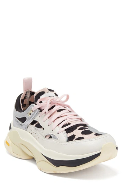 Shop Brandblack Saga Sneaker In White/silver/leopard/pink
