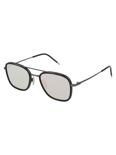 Shop Thom Browne Tb-800 Sunglasses In Black Iron-blackw/dark Grey- Silver Mirror - Ar