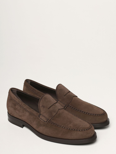 Tod's Tods Mens Dark Brown Gomma Suede Penny Loafers