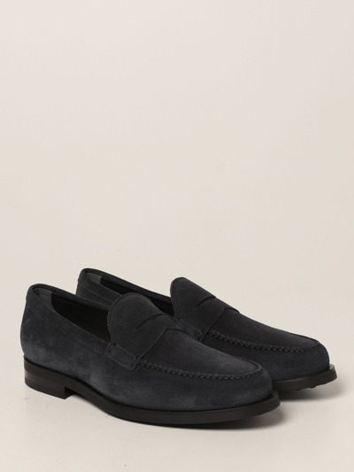 Shop Tod's Loafers Tods Moccasins In Suede In Blue
