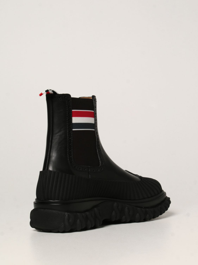 Shop Thom Browne Boots  Chelsea Duck Boots In Leather And Rubber In Black