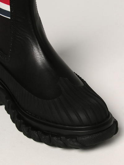 Shop Thom Browne Boots  Chelsea Duck Boots In Leather And Rubber In Black