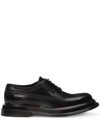 Shop Dolce & Gabbana Derby Shoes In Black Leather