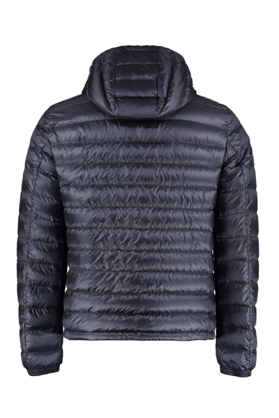 Shop Moncler Lihou Hooded Full-zip Down Jacket In Blue