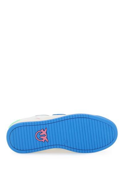 Shop Pinko Low-top Basket Sneakers In White Blue Multi (white)