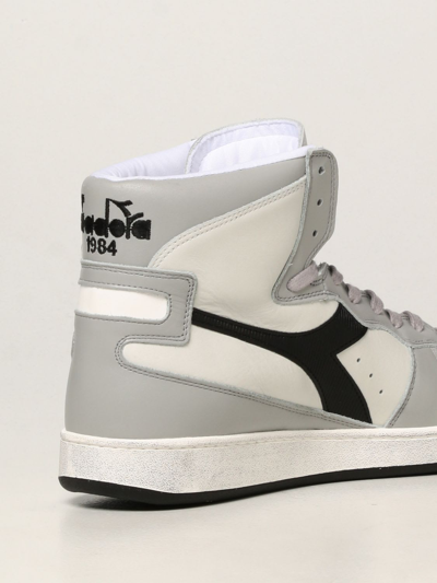 Shop Diadora Sneakers Mi Basket Used  Heritage Sneakers In Leather In White
