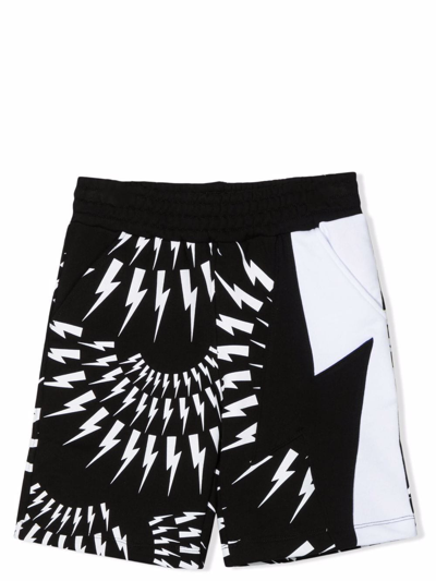 Shop Neil Barrett Shorts With Print In Black