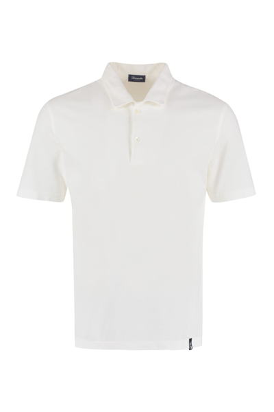Shop Drumohr Cotton-piqué Polo Shirt In White