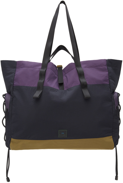 Shop Ps By Paul Smith Purple & Navy Nylon Colorblock Tote In 47 Blues