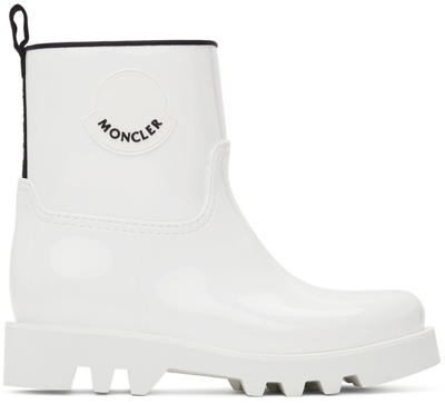 Shop Moncler White Shiny Rubber Ginette Rain Boots In 001 White