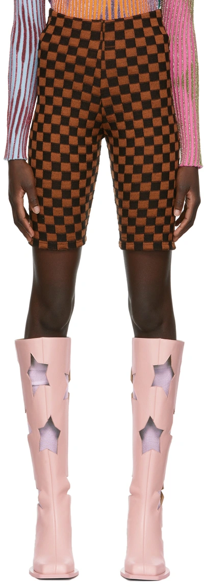Andrej Gronau Ssense Exclusive Brown & Black Check Bike Shorts In Brown