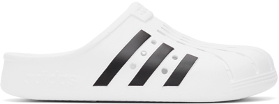 Shop Adidas Originals White Adilette Clog Sandals