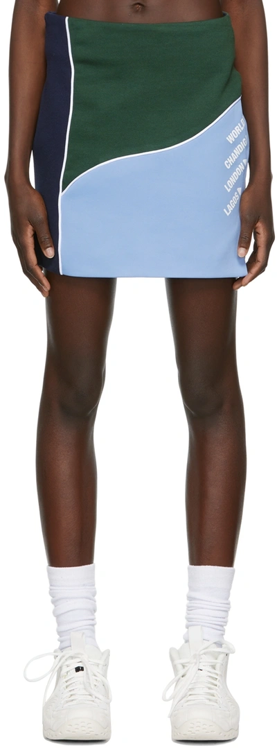 Ahluwalia Twice As Nice Panelled-jersey Mini Skirt In Blue/navy/green